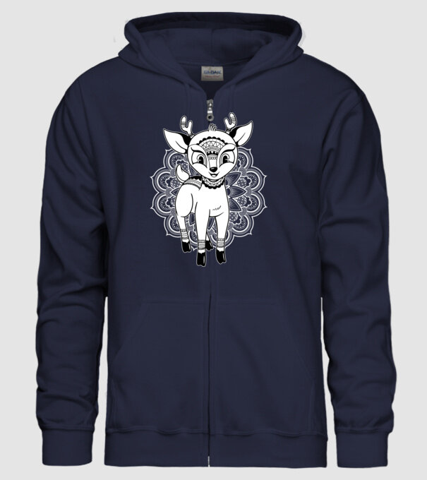 Mandala Căprioară model albastru închis pe tricou