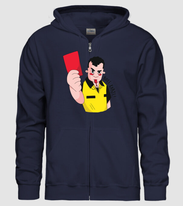 Cartonaș roșu model albastru închis pe tricou