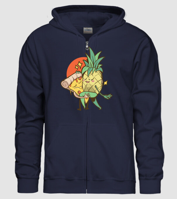 Pizza Ananas Dans model albastru închis pe tricou