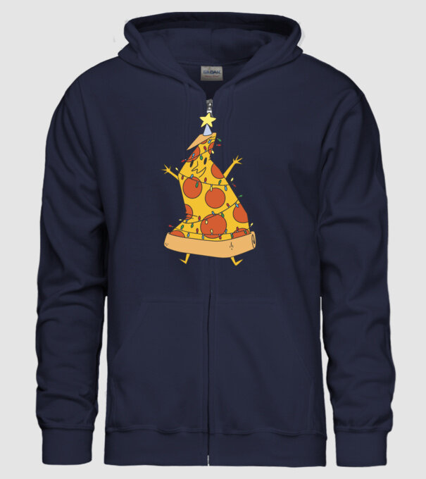 Pizza pom de Crăciun model albastru închis pe tricou