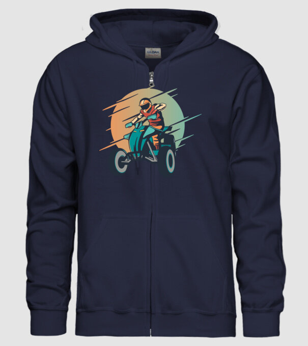 Concurent ATV model albastru închis pe tricou