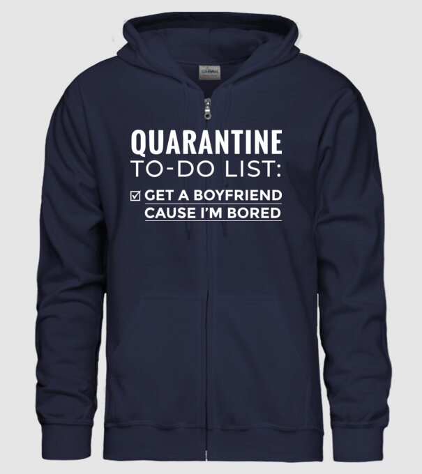 Quarantine to do list model albastru închis pe tricou