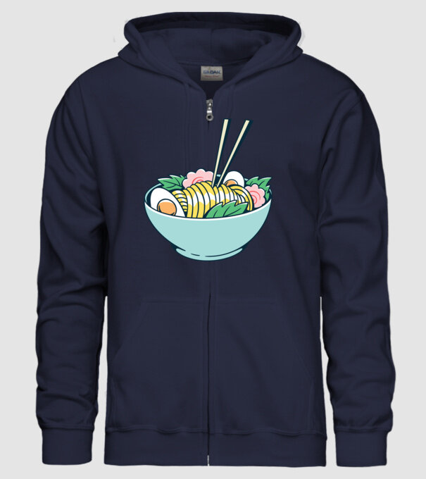 Paste Ramen model albastru închis pe tricou