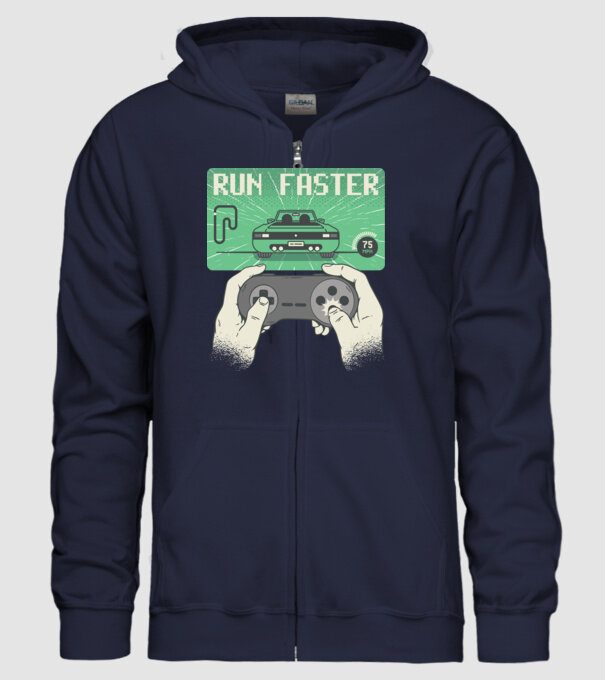 Retro gamer Outrun model albastru închis pe tricou