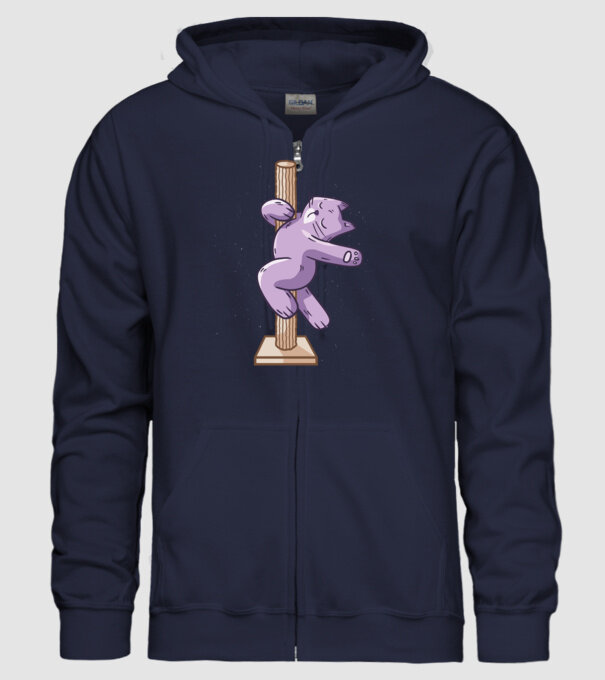 Pisică Dansatoare la bară model albastru închis pe tricou