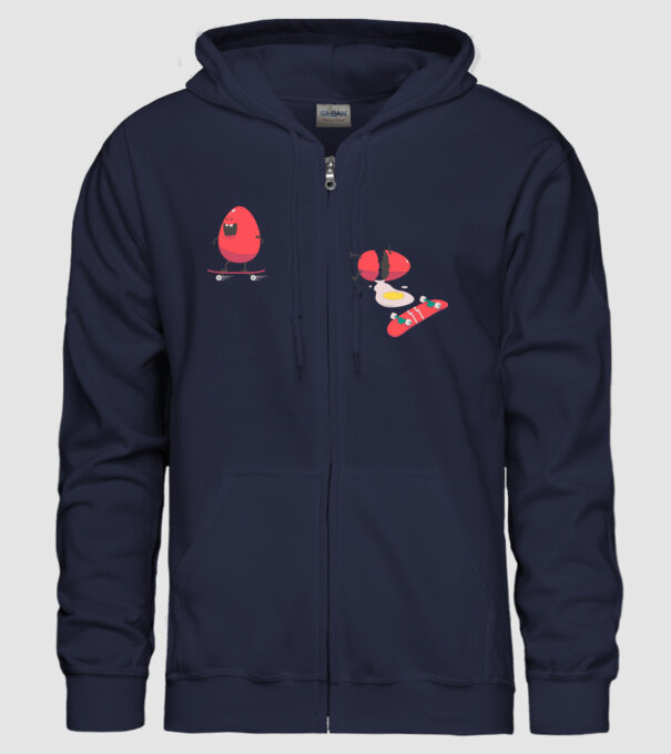 Skateboard Eggs model albastru închis pe tricou