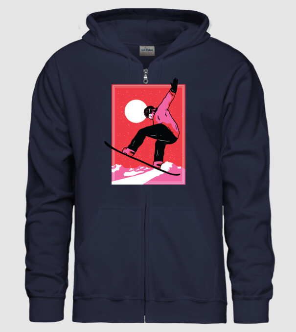 Snowboard poster model albastru închis pe tricou