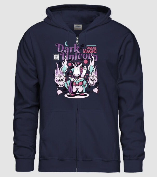 Magie neagră Unicorn model albastru închis pe tricou