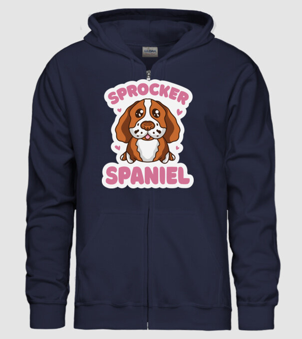 Sprocker Spaniel model albastru închis pe tricou