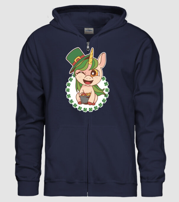 St Patrick Unicorn model albastru închis pe tricou