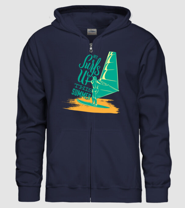 Surfs up this summer model albastru închis pe tricou