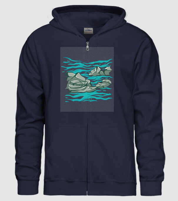 Oceanul cu Stânci model albastru închis pe tricou