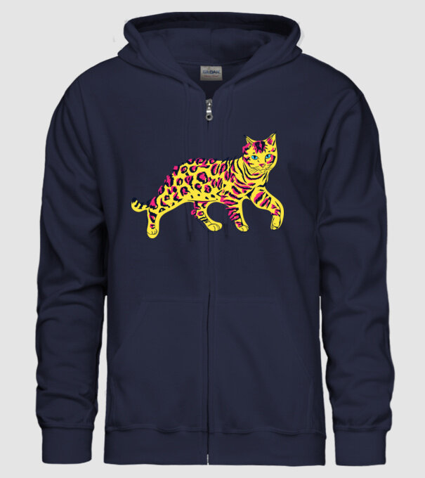 Pisică Abstract colorat model albastru închis pe tricou