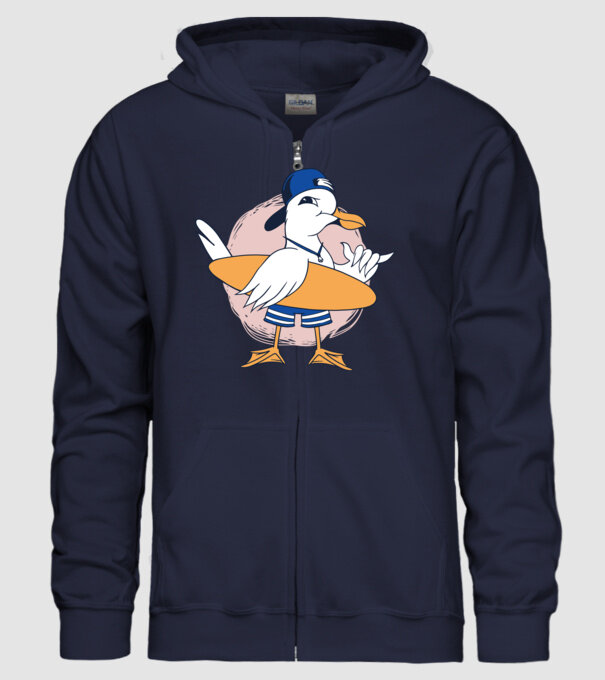 Pescăruș Surfing model albastru închis pe tricou
