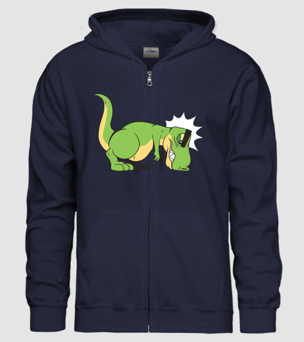 T-rex Push-up model albastru închis pe tricou