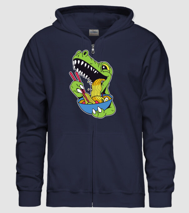 T-rex Ramen model albastru închis pe tricou