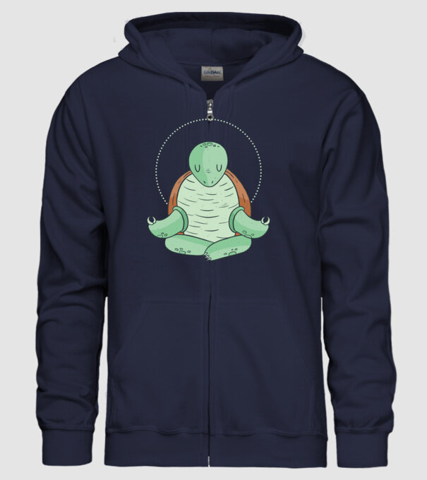 Broască țestoasă Yoga model albastru închis pe tricou