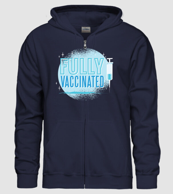 Complet vaccinat model albastru închis pe tricou