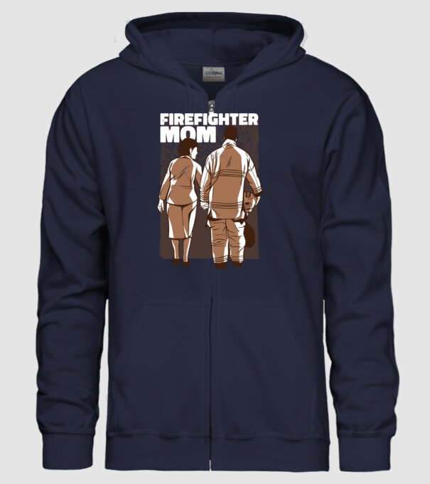 Mama de pompier model albastru închis pe tricou