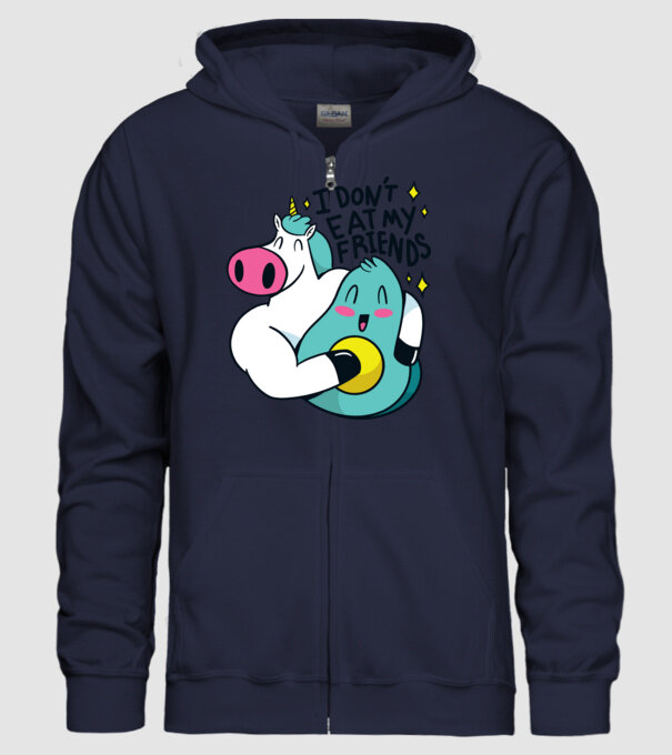 Unicorn Avocado Prietenie model albastru închis pe tricou