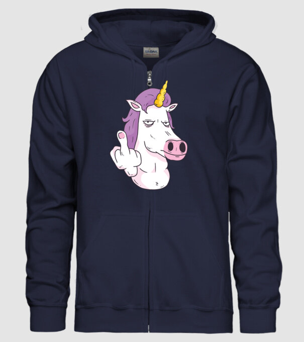 Unicorn arată degetul model albastru închis pe tricou