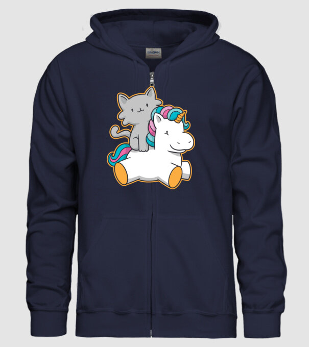 Unicorn Cu pisică model albastru închis pe tricou