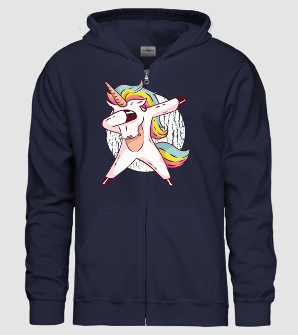 Unicorn DAB model albastru închis pe tricou