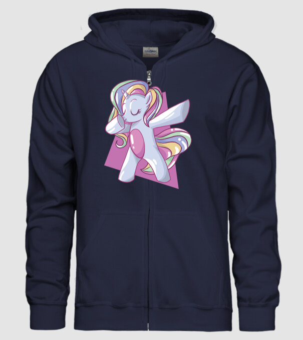 Unicorn DAB model albastru închis pe tricou