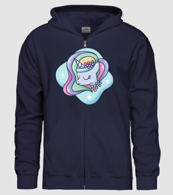 Cap de unicorn model albastru închis pe tricou