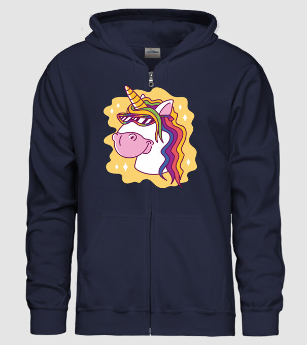 Cap de unicorn model albastru închis pe tricou