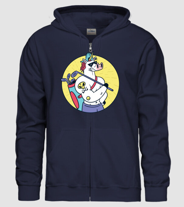 Unicorn Golf model albastru închis pe tricou