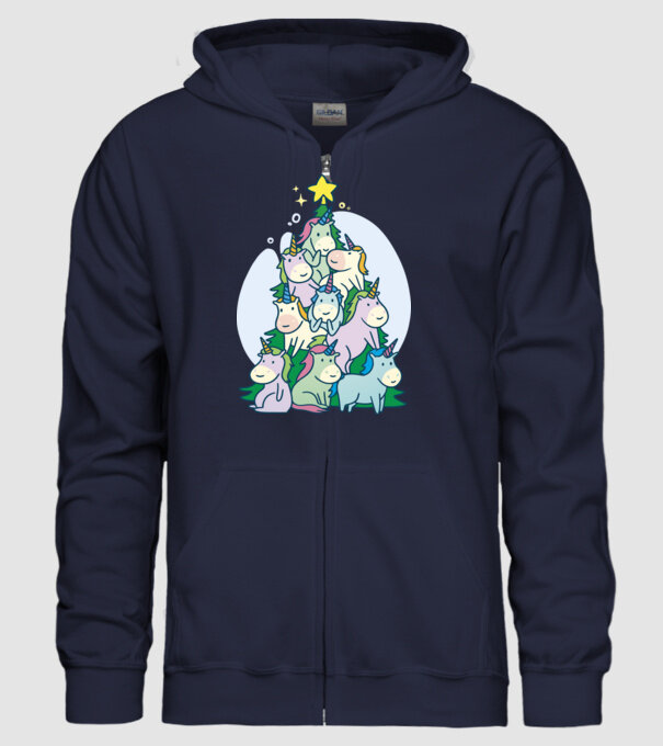 Unicorn pom de Crăciun model albastru închis pe tricou