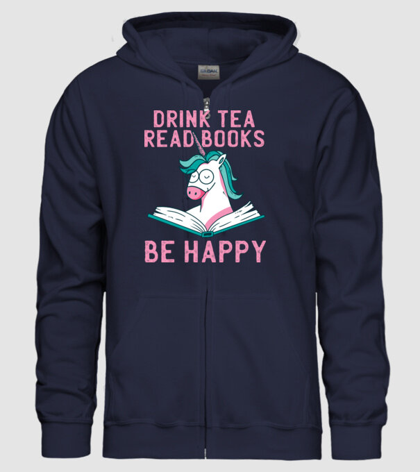 Unicorn Lectură Carte model albastru închis pe tricou