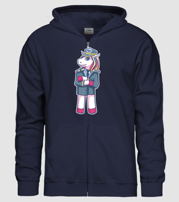 Unicorn Pilot model albastru închis pe tricou
