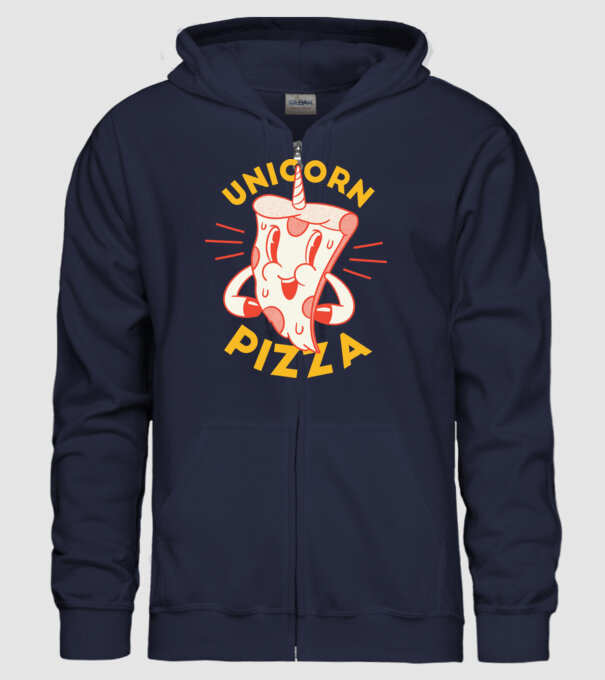 Unicorn Pizza model albastru închis pe tricou
