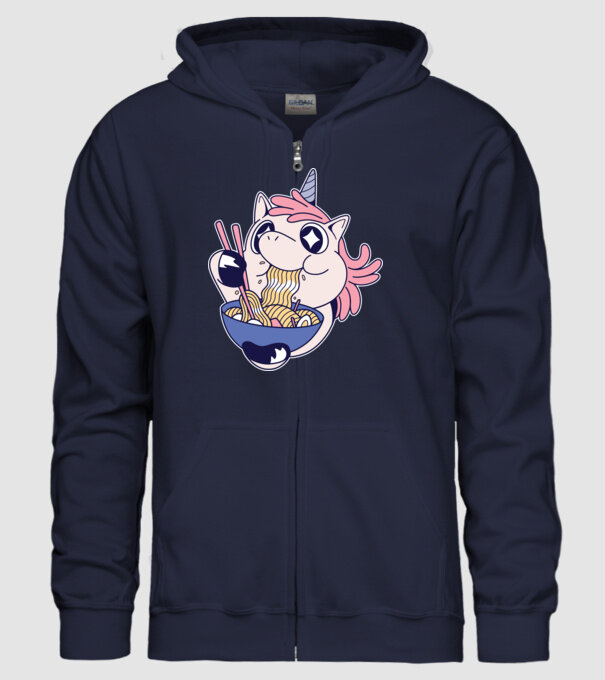Unicorn Ramen model albastru închis pe tricou
