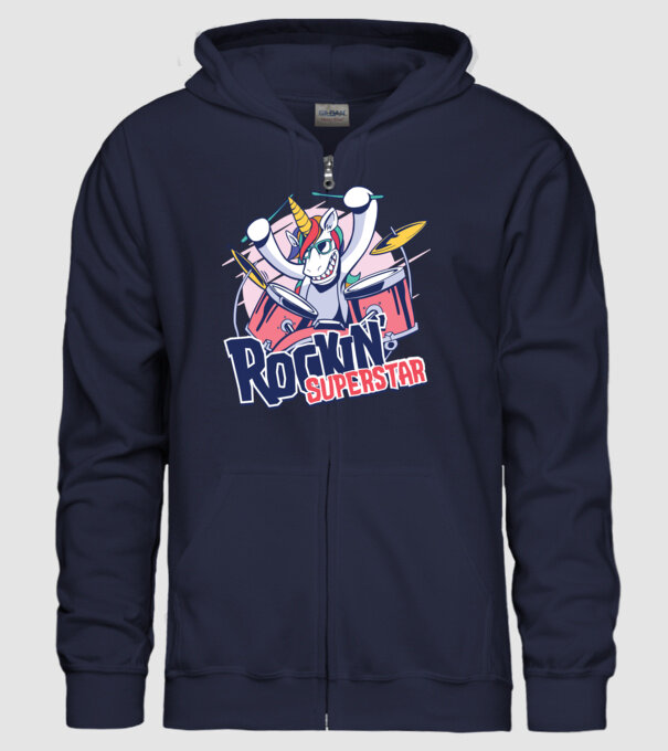Unicorn Star rock model albastru închis pe tricou