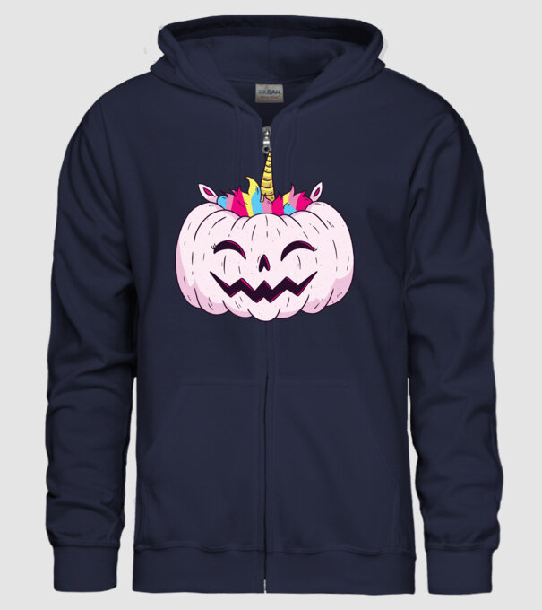 Unicorn Dovleac Halloween model albastru închis pe tricou