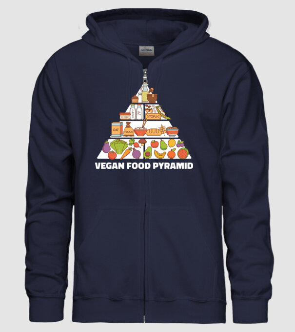 Piramidă vegan model albastru închis pe tricou