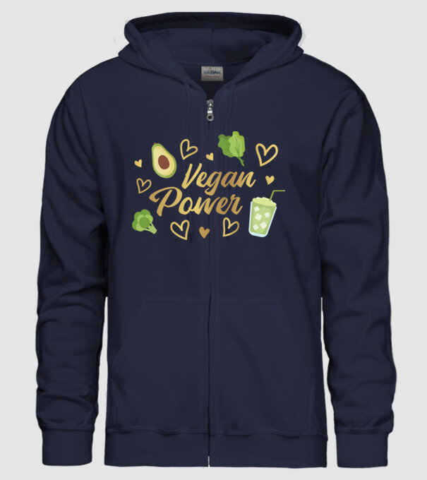 Vegan Power tricou vegan model albastru închis pe tricou
