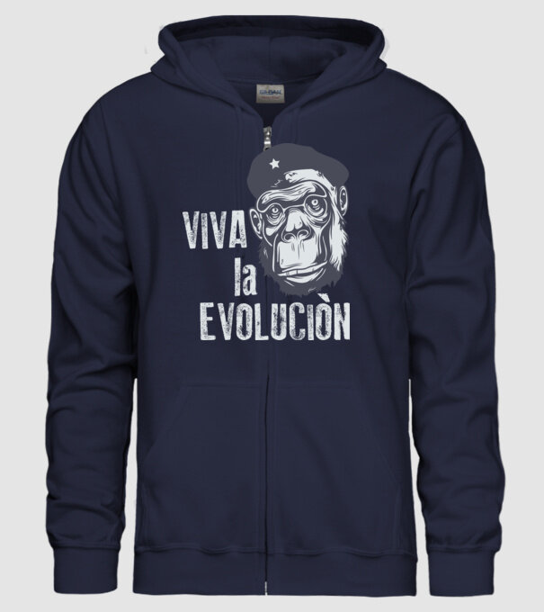 Viva La Evolucion model albastru închis pe tricou