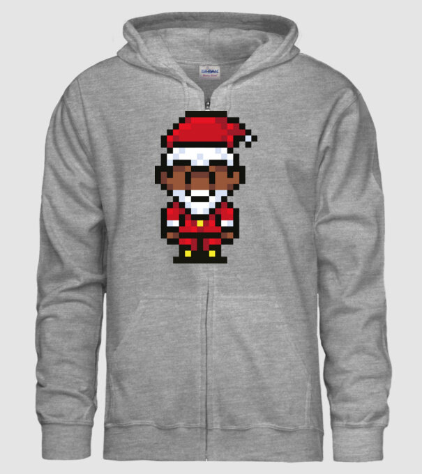8bit pixel Moș Crăciun model gri pe tricou