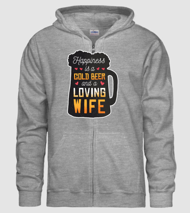 Fericirea nu este nimic altceva decât o bere rece și o soție iubitoare model gri pe tricou