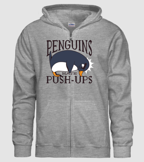 Pinguinii urăsc flotările model gri pe tricou