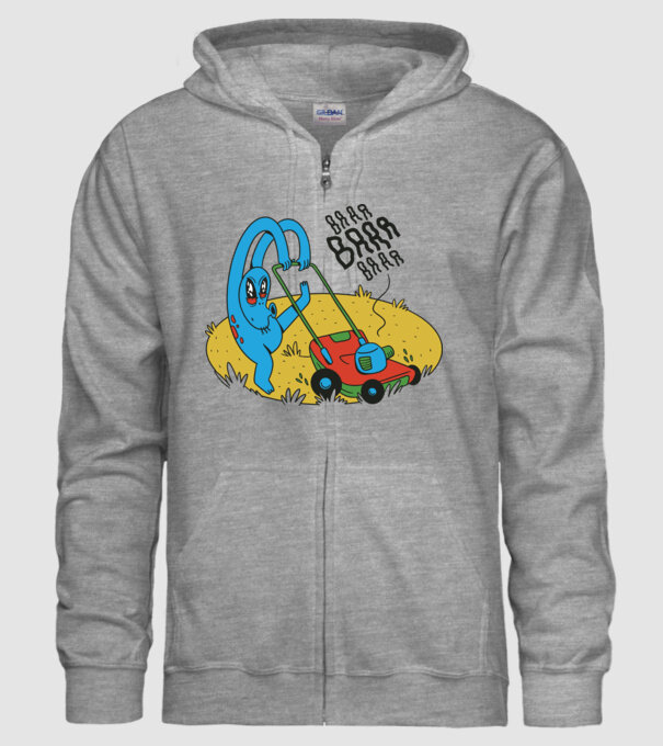 Alien cu Mașină de tuns iarba model gri pe tricou