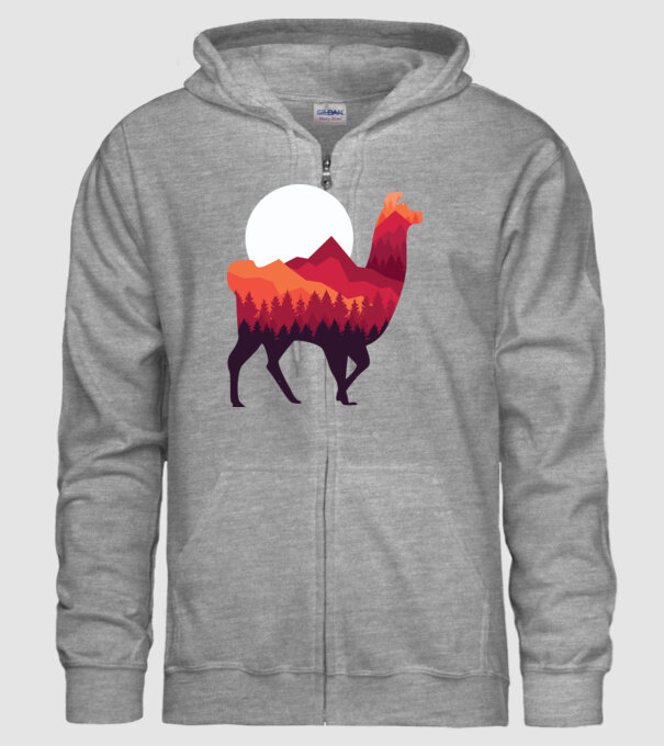 Pădure Alpaca model gri pe tricou