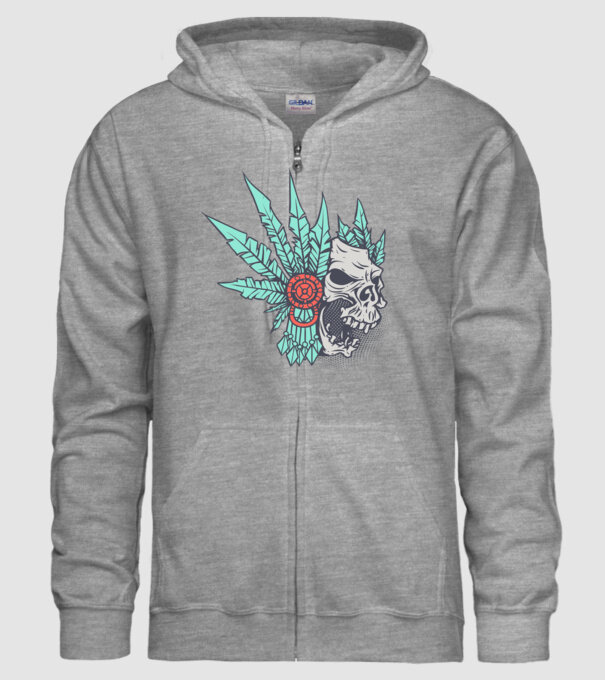 Ancient Skull model gri pe tricou