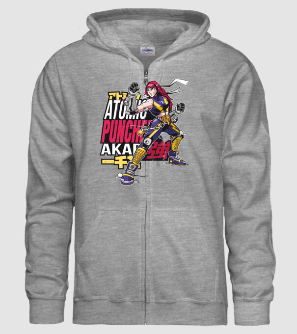 Anime fată Războinic model gri pe tricou