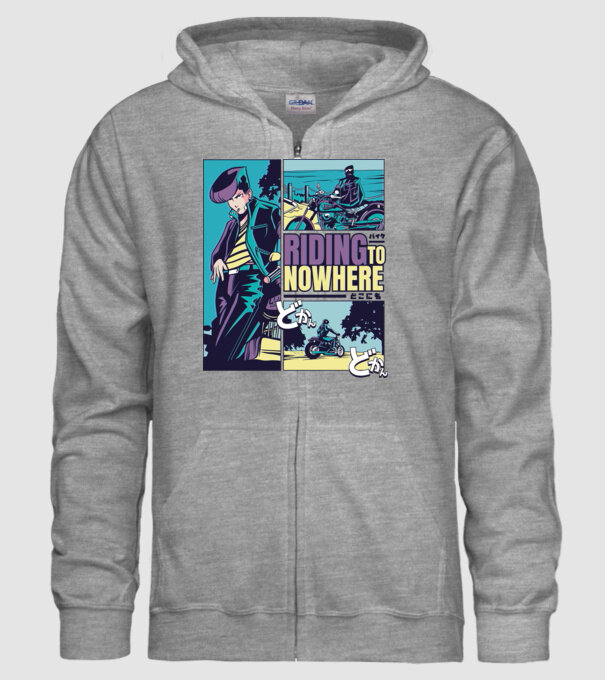 Anime Vaporwave Riding Nowhere model gri pe tricou