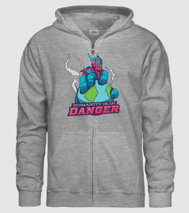 Omenirea în pericol model gri pe tricou